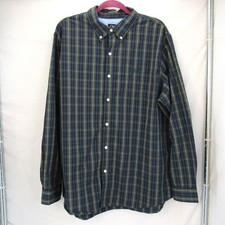 Chaps Men's XXL Green Plaid Stretch Easy Care Long Sleeve Button Up Dress Shirt