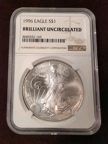 BU 1996 American Silver Eagle $1 NGC Brilliant Uncirculated Brown Label