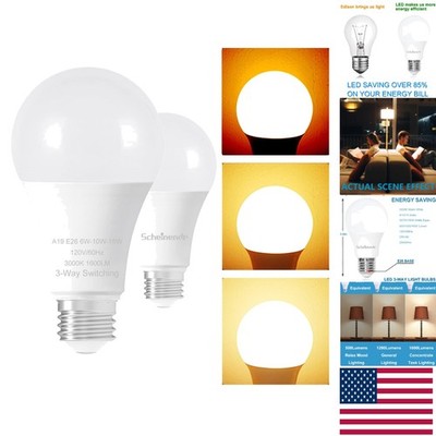 3-Way LED Bulbs, 30W-100W Equivalent Warm White Light, 2 Pack   Energy Efficient