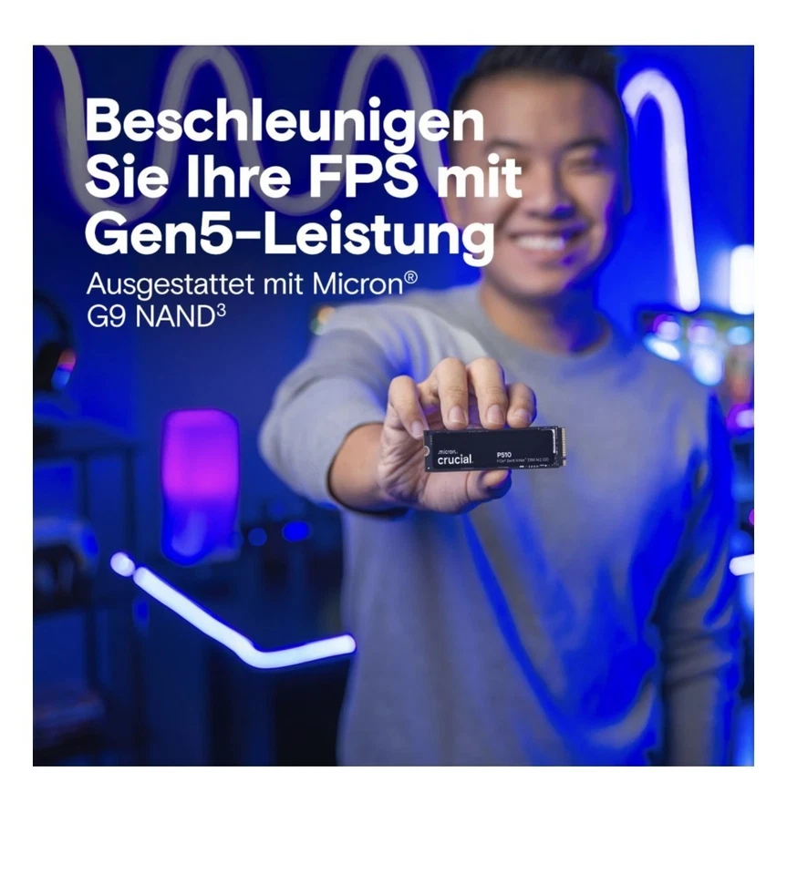 Crucial P510 SSD 1TB M.2 NVMe PCIe 5.0 x4 Gen5, bis zu 11.000 MB/s Lesen, 9.500  - Image 3 of 4