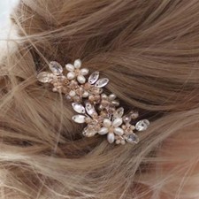 Silver Pearl Flower Bridal Hair Pins Crystal Wedding Hair Piece Accessories