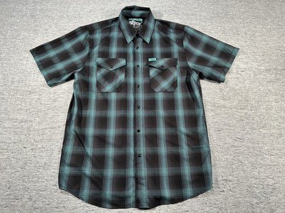 Dixxon Trixie Pearl Snap Shirt Mens Medium Plaid Bamboo Blend SXS Addicts
