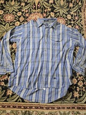 Vintage Burberry Plaid Button Down Flannel Shirt Men's XL Cotton USA Made