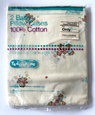 Baby Pillow Cases x2 100% Cotton JCPenney Cheerful Chipmunks Vintage 70's Yellow