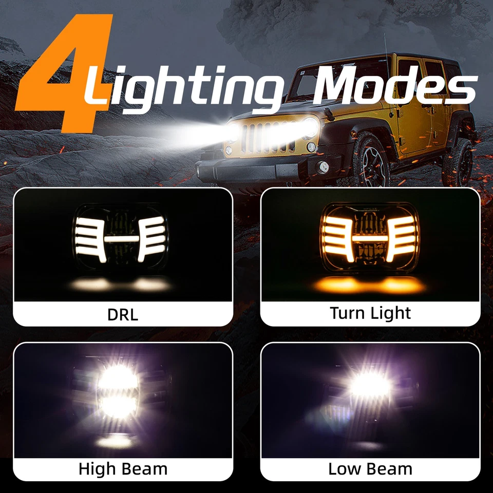 7X6" Color Change RGB SMD  LED Halo Angel Eye Headlight Halogen Light Bulb Pair - Image 2 of 4