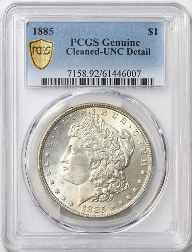 1885 $1 Morgan Silver Dollar PCGS UNC Details - Cleaned - Great Luster
