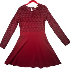 Altar'd State Burgundy Lace Long Sleeve Fit & Flare Dress - Women's Medium NWT