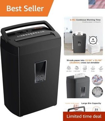 Compact Automatic Paper Shredder for Home Office - Reliable 12-Sheet Capacity