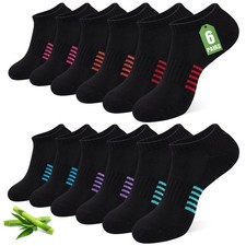 Ankle Socks for Women, 6/12 Pairs Bamboo Viscose Breathable Cushioned Moistur...