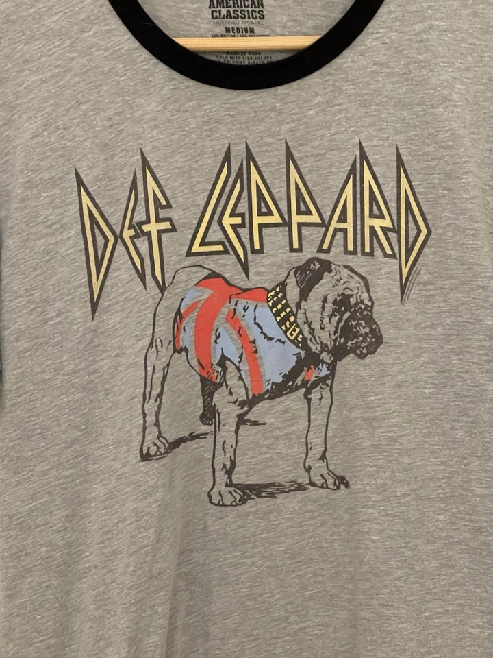 Def Leppard Gray Y2K Rock Band Shortsleeve Graphic Tee Mens M Bulldog T-shirt - Image 3 of 4