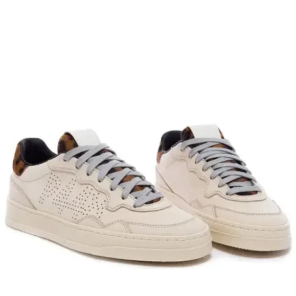 P448 Bali Sneaker Cream Leopard Print Calf Hair Women's 9.5