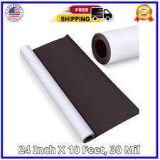 24 Inch X 10 Feet, 30 Mil Blank White Surface Magnet Sheets Magnetic Roll Printa