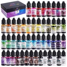 LET'S RESIN 48pcs Concentrated Alcohol Ink Set, Vibrant Colors Alcohol-Based ...
