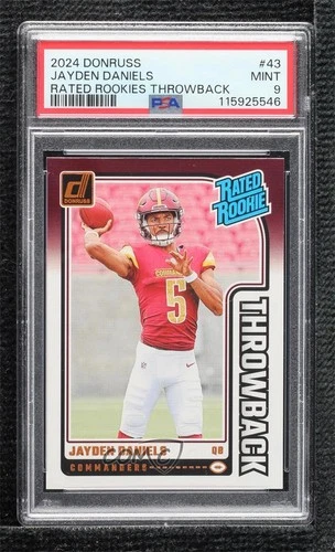 2024 Panini Donruss Rated Rookies Throwbacks Jayden Daniels #43 PSA 9 MINT RC