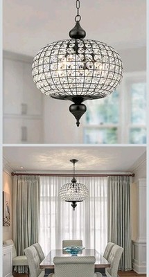 Allenglade 4-Light Unique Antique B-Black Globe Chandelier Crystal Accents OB