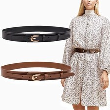 Faux Leather Waist Belt Oval Buckle Classic Solid Women's Coat Dress Style Belts