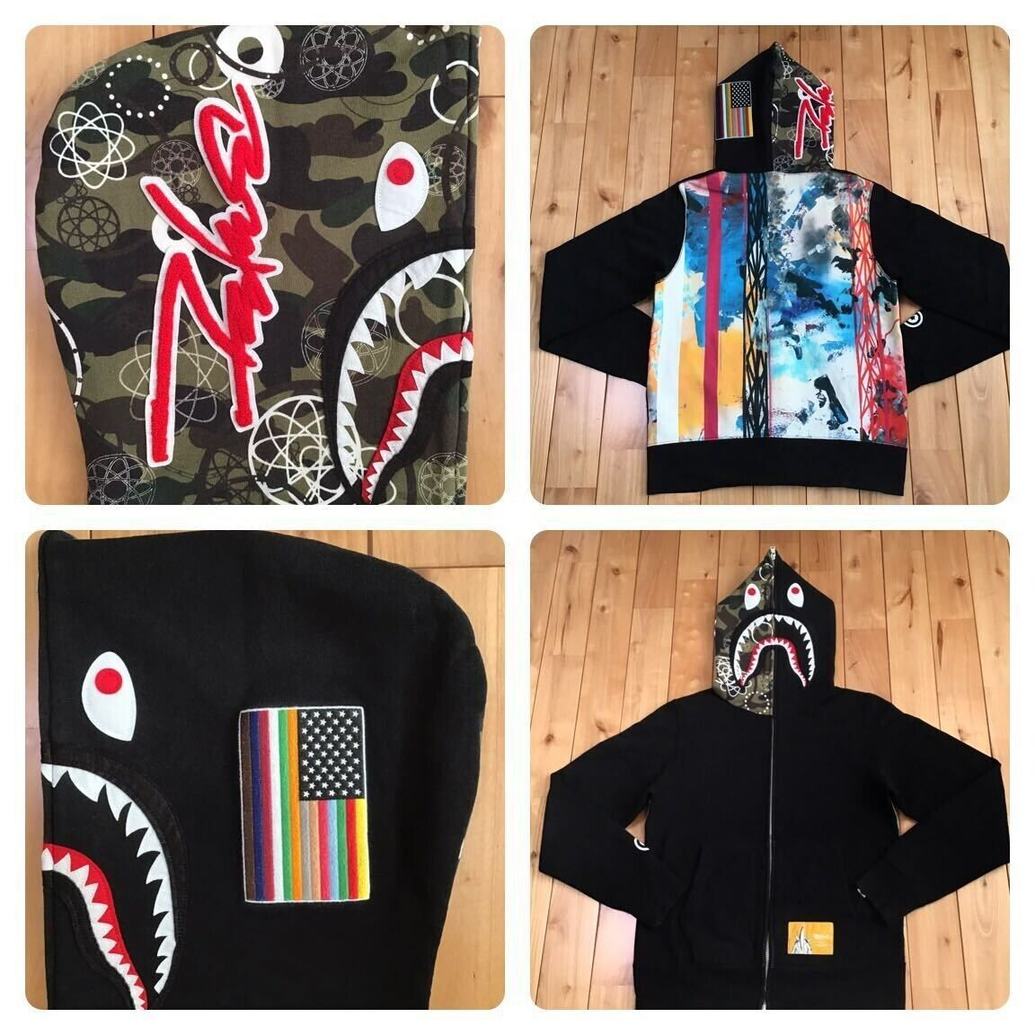 Futura × BAPE Shark full zip Hoodie Black A Bathing Ape Size Futura × BAPE Shark full zip Hoodie Black A Bathing Ape Size