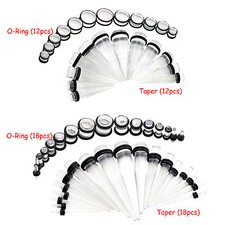 18pcs /12Pcs Acrylic Taper Kit Plug Ear Gauges Stretching Ear Jewelry 1.6-20mm