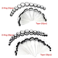 18pcs /12Pcs Acrylic Taper Kit Plug  Ear Gauges Stretching Ear Jewelry 1.6-20mm