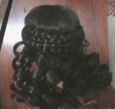 SIZE 10 DARK BROWN NAOMI MOHAIR SYNTHETIC HAND TIED ANTIQUE MODERN DOLL WIG
