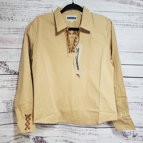 Camisa occidental Panhandle delgada para mujer L cuero marrón tostado corbata y puntada Y6 - Imagen 1 de 10