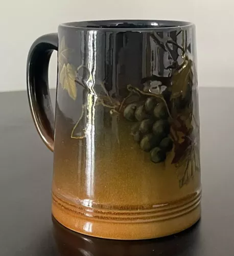 ROOKWOOD POTTERY ANTIQUE BEER ALE MUG GRAPES VINES ARTIST SIGNED RARE