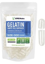 Size 00 Clr Empty Gelatin Capsules Kosher Gel Caps Gluten Free US Made 1,000 Ct