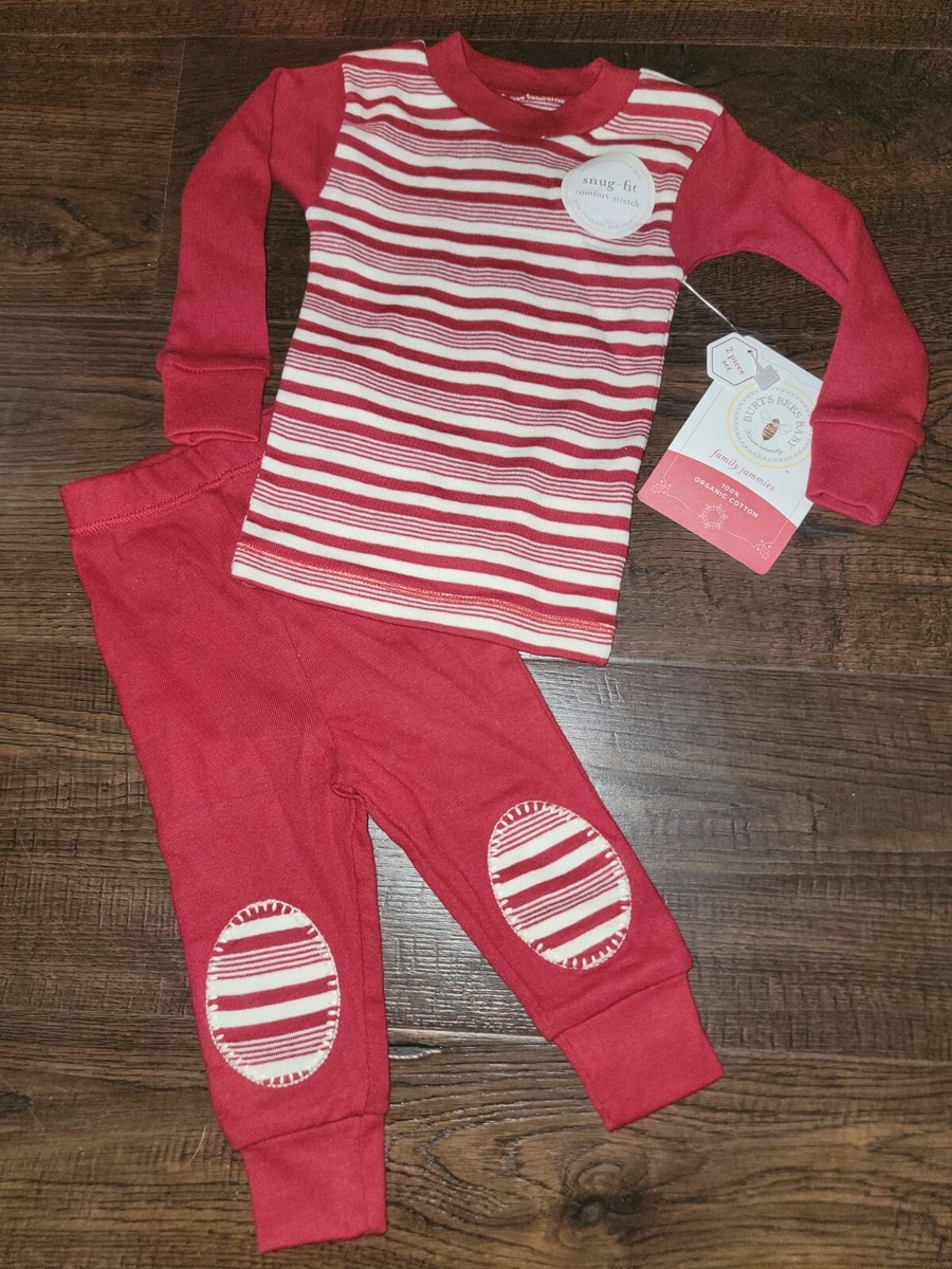 Burts Bees Baby Organic Cotton Pajamas Size Mos Striped Christmas pc