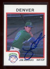 1987 Denver Zephyrs JIM ADDUCI Signed Card autograph auto BREWERS