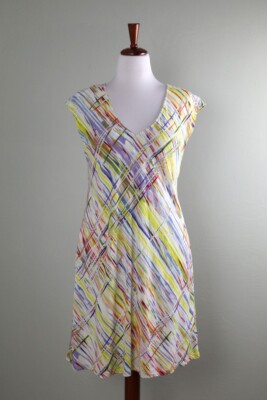 JAMS WORLD $128 Viola Twist V-Neck Plaid Check Casual Dress Size Large