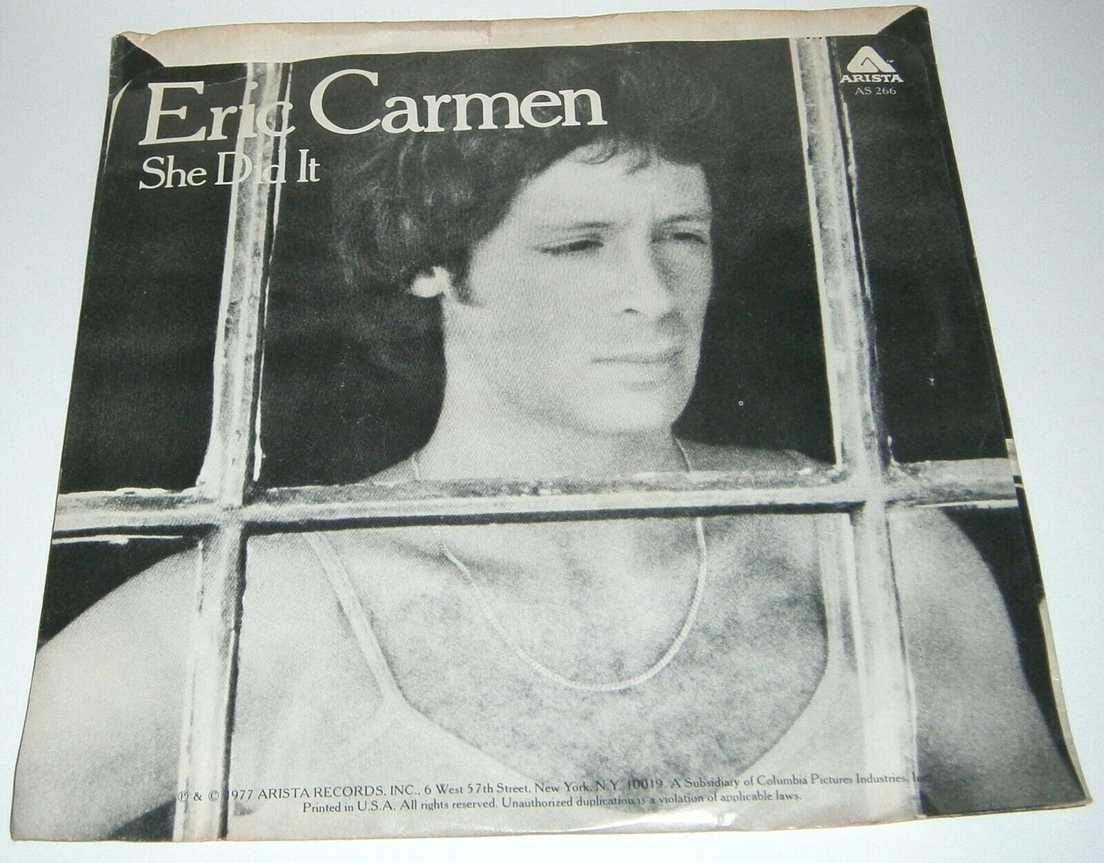 VINTAGE 45 ~ ERIC CARMEN, SHE DID IT b/w SOMEDAY On ARISTA ~ PICTURE SLEEVE Only