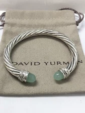 David Yurman 7mm Crossover Bracelet Sterling Silver Chalcedony & DIAMONDS MEDIUM