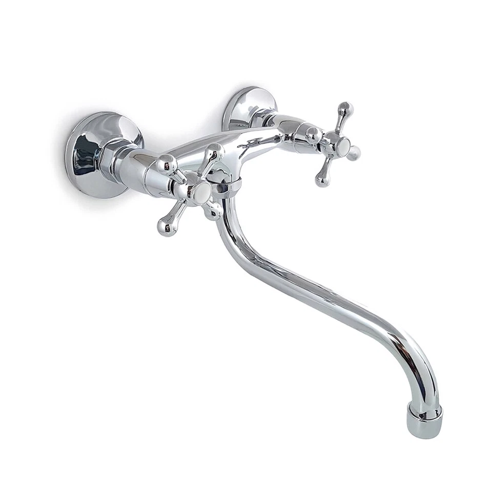 Nostalgie Wasserhahn Bad Retro Waschtisch Armatur Zweigriff Mischbatterie - Bild 4 von 4