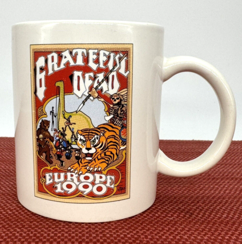Vintage Grateful Dead EUROPE 1990 TOUR Kubek do kawy Filiżanka do herbaty RICK GRIFFIN Plakat - Zdjęcie 1 z 8