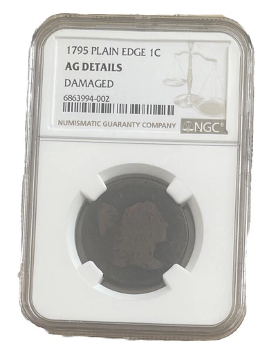 1795 Plain Edge Large One 1 Cent - NGC AG Details - Damage