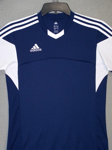 Adidas Shirt Youth Extra Large Blue White Embroidered Logo Short Sleeve Unisex - Picture 8 of 13