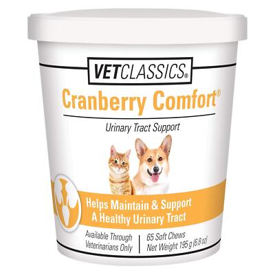 Cranberry Comfort Soft Chews for Dog Cat Urinary Tract Health 65 Counts