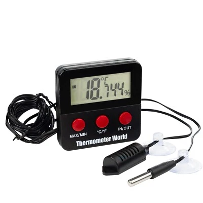 THERMOMETER WORLD DIGITALES REPTILIENTANKTHERMOMETER HYGROMETER FEUCHTE VIVARIUM INKUBATOR - IN-010