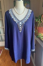 Lilly Pulitzer Beaded Navy Viscose Tunic L