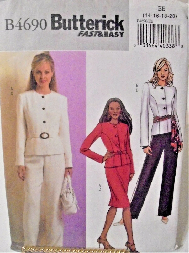 Butterick #B4690 Jacket, Skirt, Pants, Belt Pattern-Ms/MP Sizes 14-16-18-20-New - Image 2 of 4
