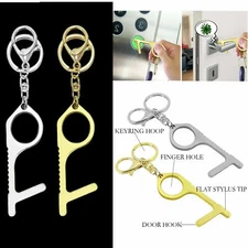 No Touch Tool Handheld Brass EDC Keychain Closer Contactless Safety Door Opener