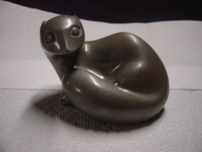 Carved Stone Otter Figurine Signed Richard Fisher (England)