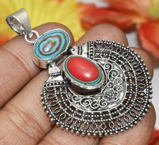 Rainbow Calsilica Gemstone Pendant 925 Sterling Silver Plated U310-A227