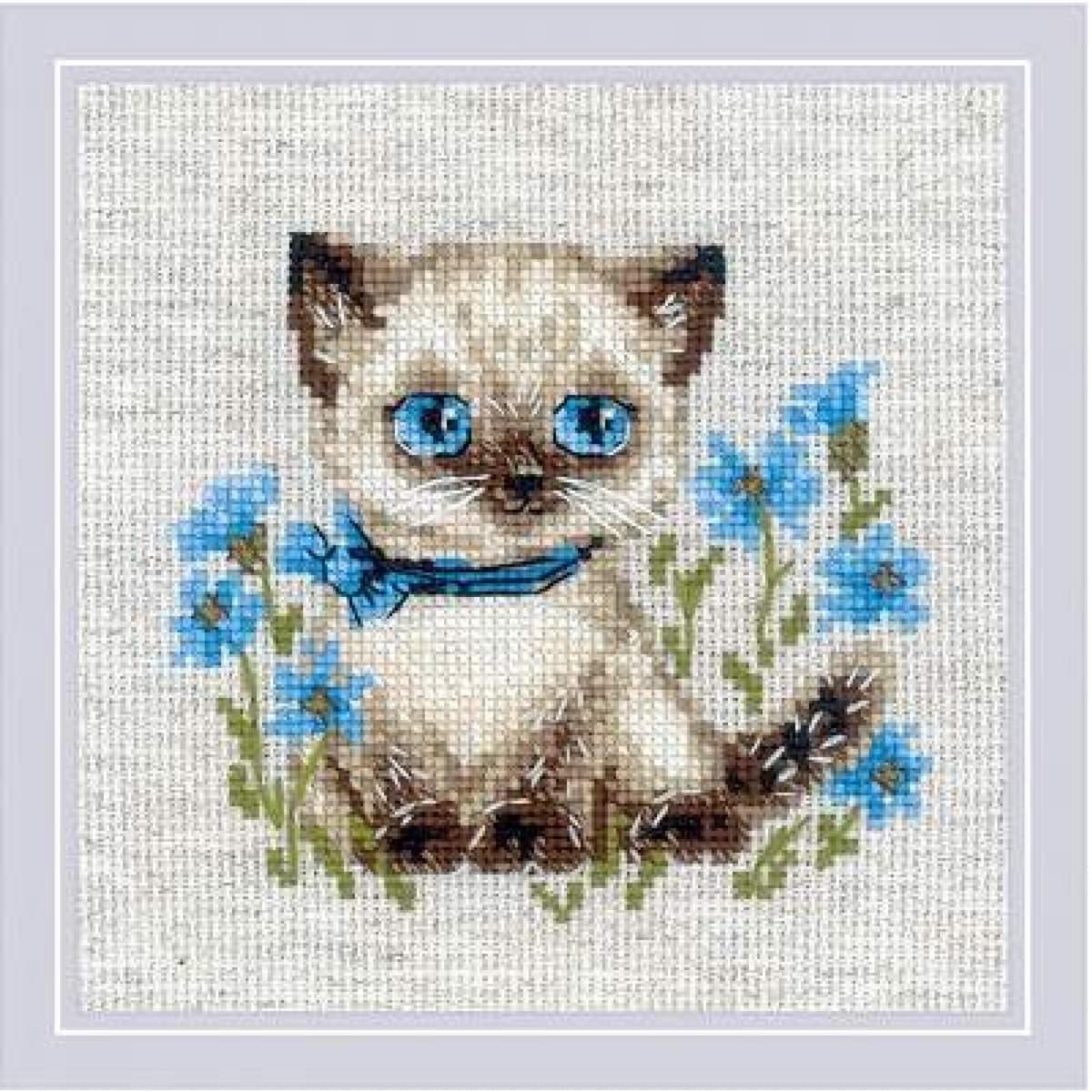 Riolis counted cross stitch kit ""Siamese Kitten"", 15x15cm, DIY