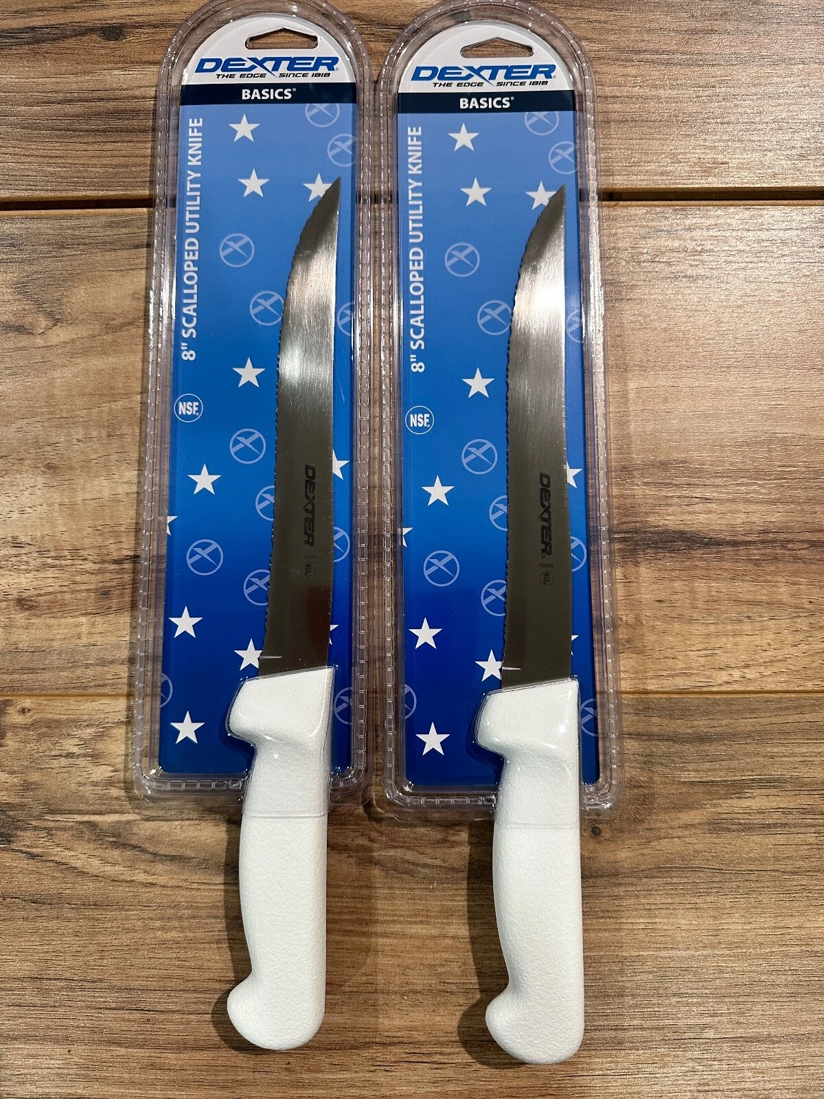 Dexter Russell Basics 8" Scalloped Edge Fillet Utility Fish Hunt Knife 2 Pack