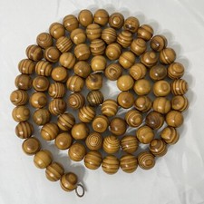 Farmhouse Wooden Bead Garland 6 Feet Beaded Strand Dark Wood Home Decor