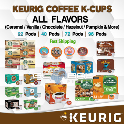 Coffee Kcups 24 to 100 Pods Caramel, Vanilla, Chocolate & More lot for KEURIG  