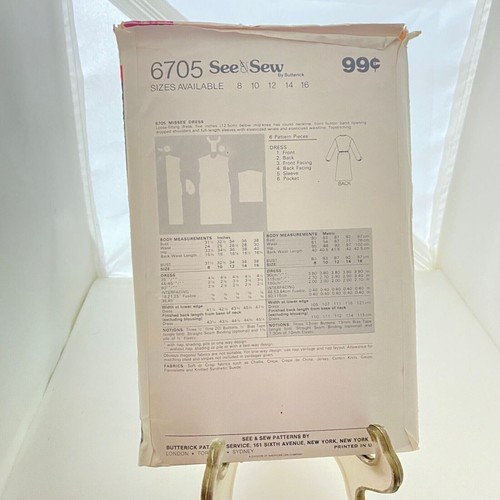 #6705 Butterick Misses Dress Sewing Pattern Size 14 - Picture 2 of 4