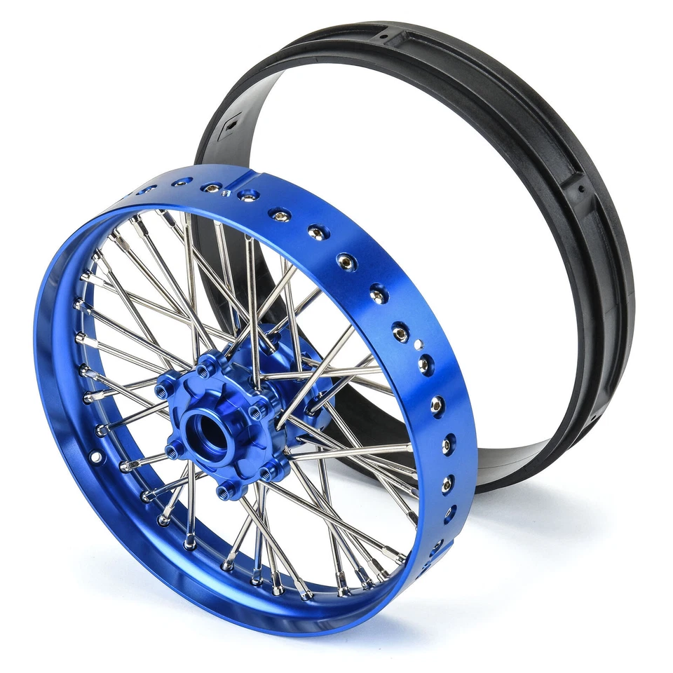 Pro-Line PRO283600T1 1/4 Alum V2 Bead Front Wheel Blue/Blue (1) for Promoto-MX - Image 3 of 4