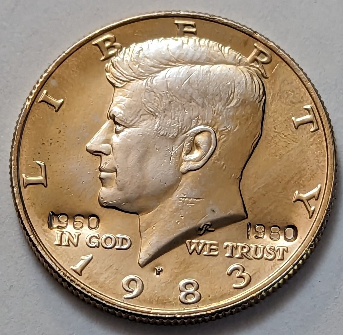 1983 P Colorized Mostly Gold Plated Kennedy Half $, Counter
